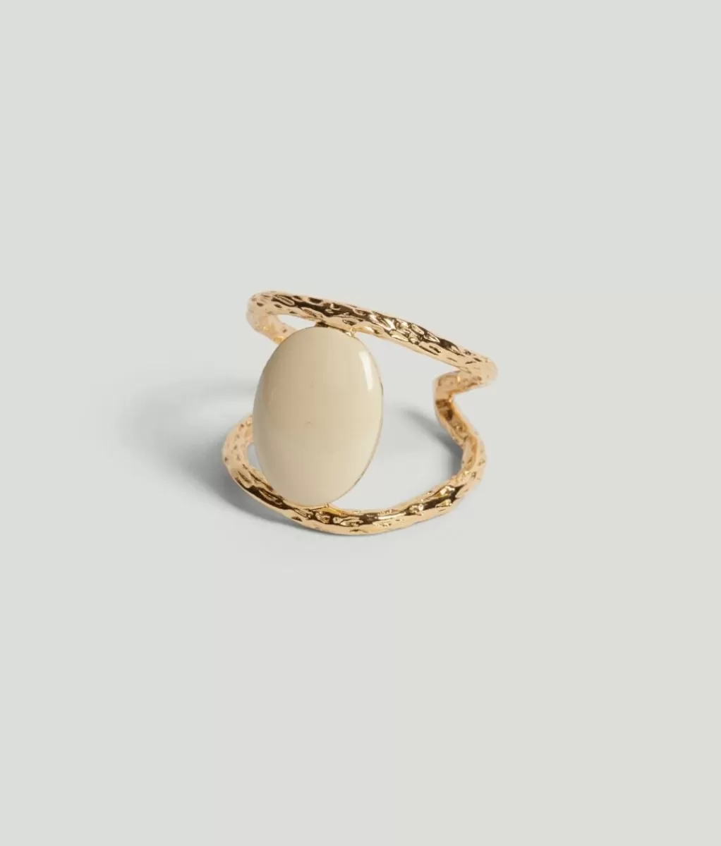 Lou Yetu Bague Isae - Pierre Plate Agate Mousse Sale